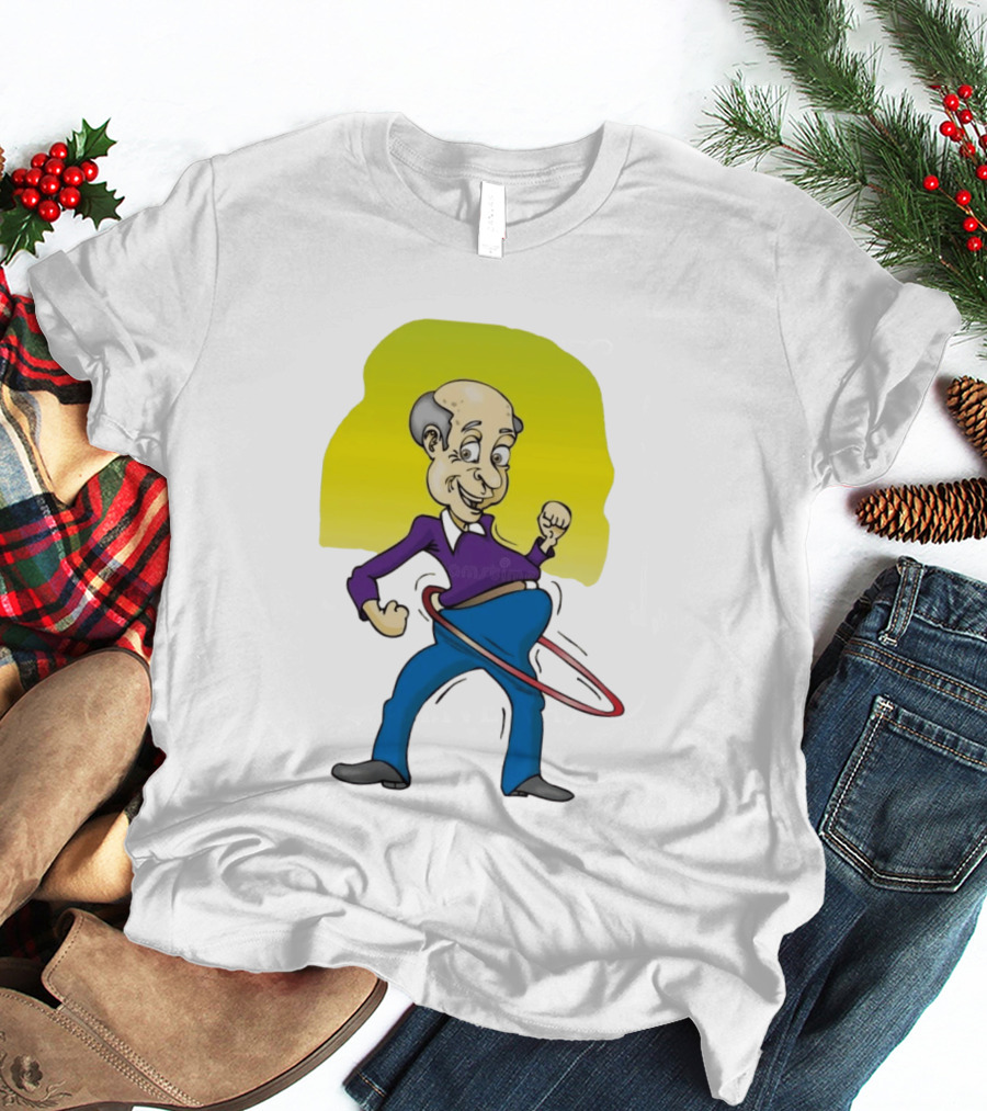 Elderly Man Hula Hooping Joyfully With Fist Pump T-Shirt
