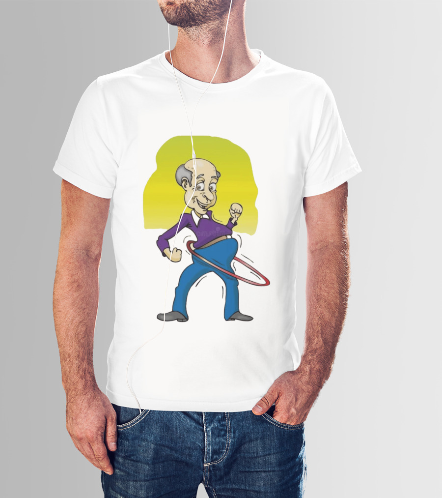 Elderly Man Hula Hooping Joyfully With Fist Pump T-Shirt