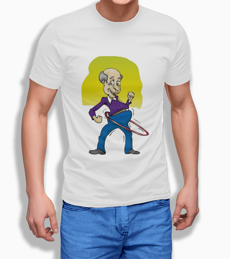Elderly Man Hula Hooping Joyfully With Fist Pump T-Shirt