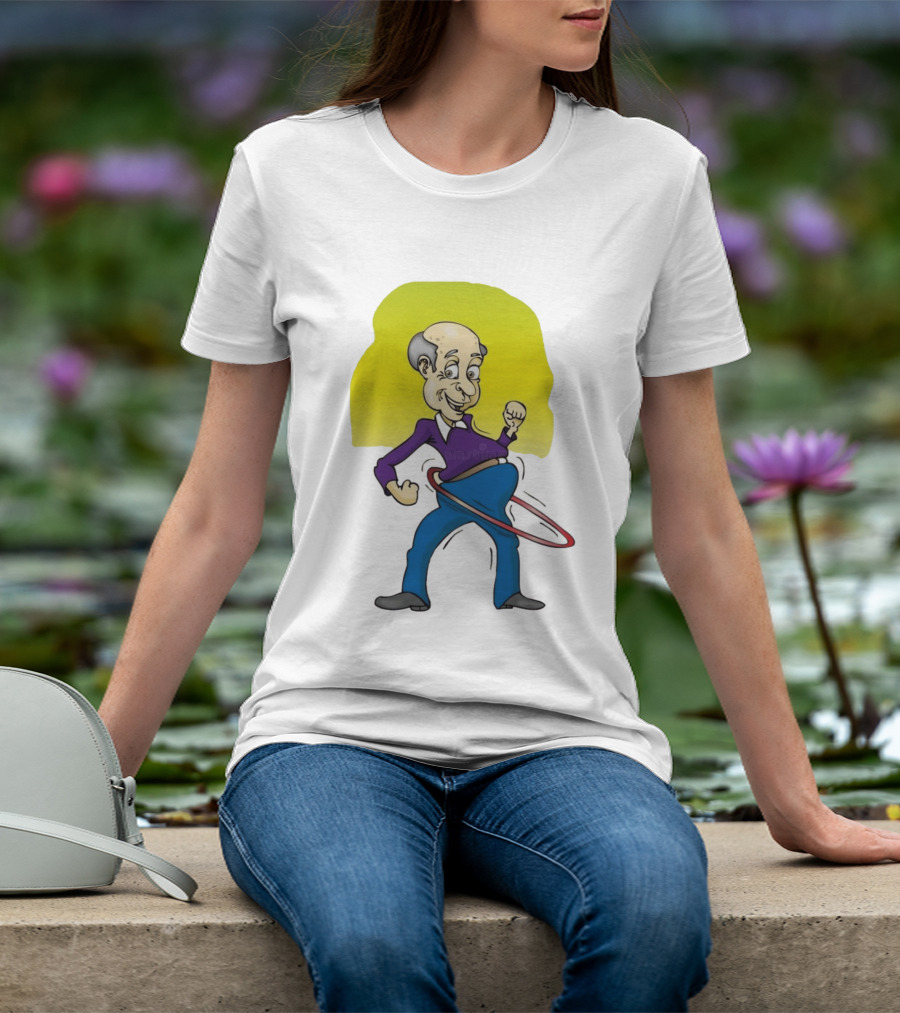 Elderly Man Hula Hooping Joyfully With Fist Pump T-Shirt