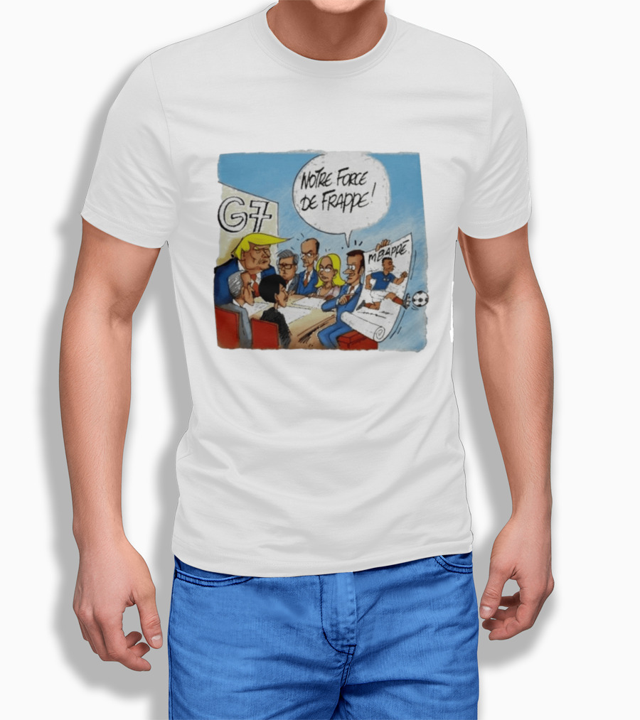 G7 Notre Force De Frappe Mbappe Cartoon Conference Scene T-Shirt