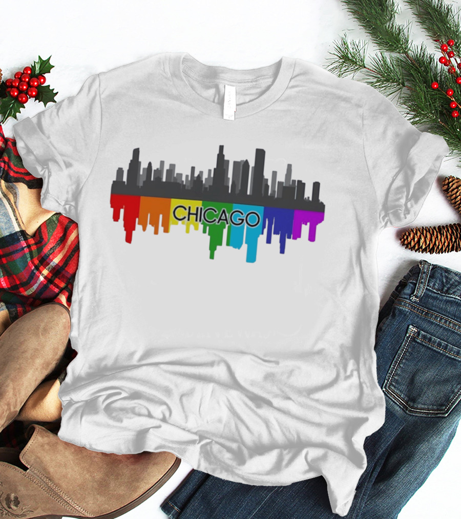 Chicago Skyline Rainbow Pride City T-Shirt