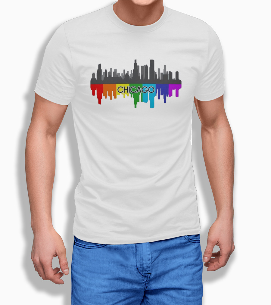 Chicago Skyline Rainbow Pride City T-Shirt