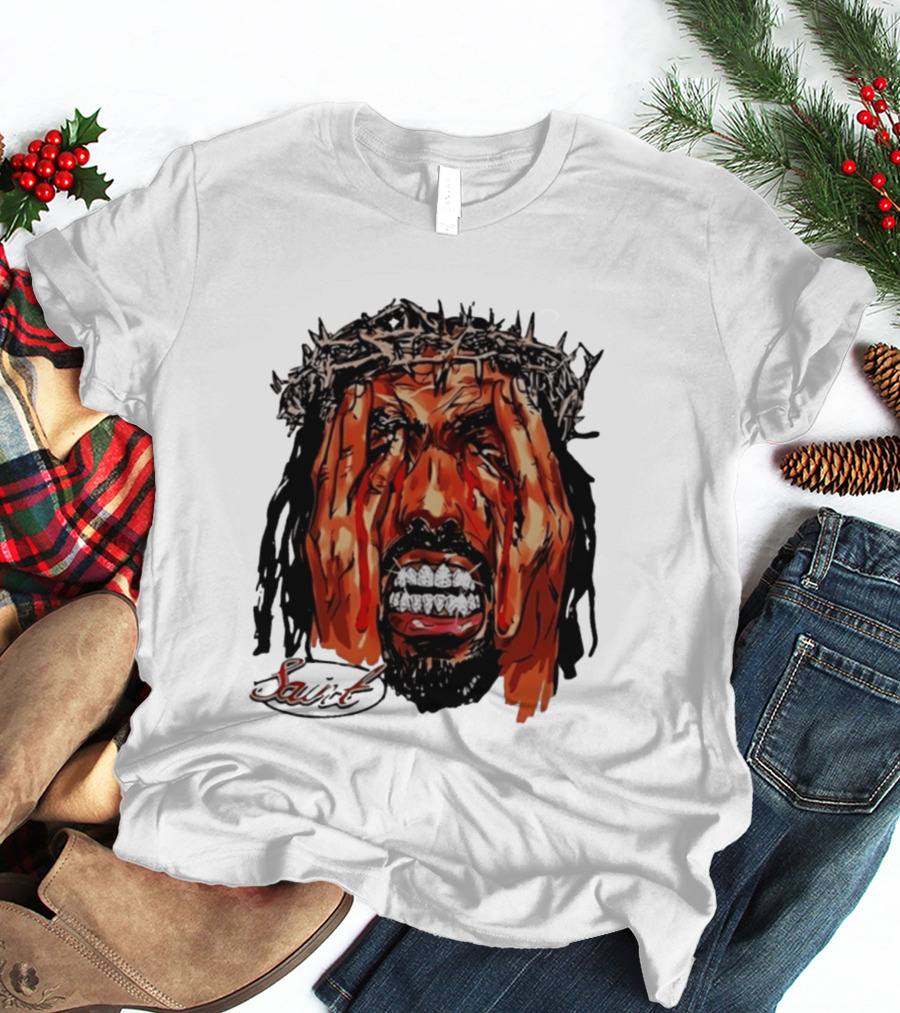 Saint Jesus Crown Of Thorns Diamond Grillz T-Shirt