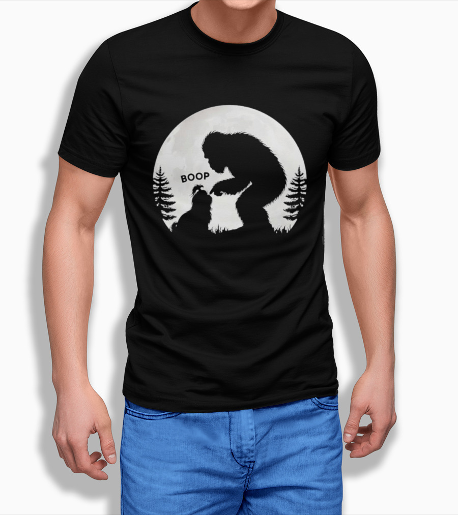 Bigfoot Boop Shih Tzu Moon Silhouette Forest Scene T-Shirt