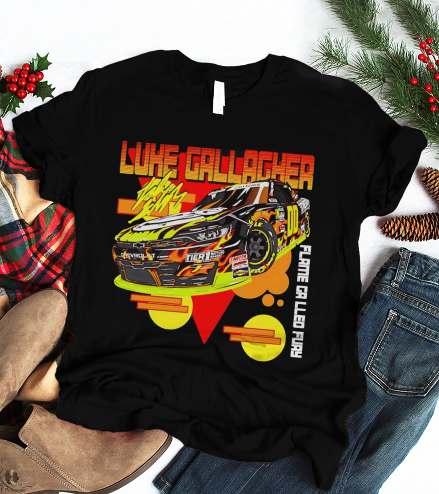 Luke Gallagher Flame Grilled Fury Tier 1 Racing 00 Car T-Shirt