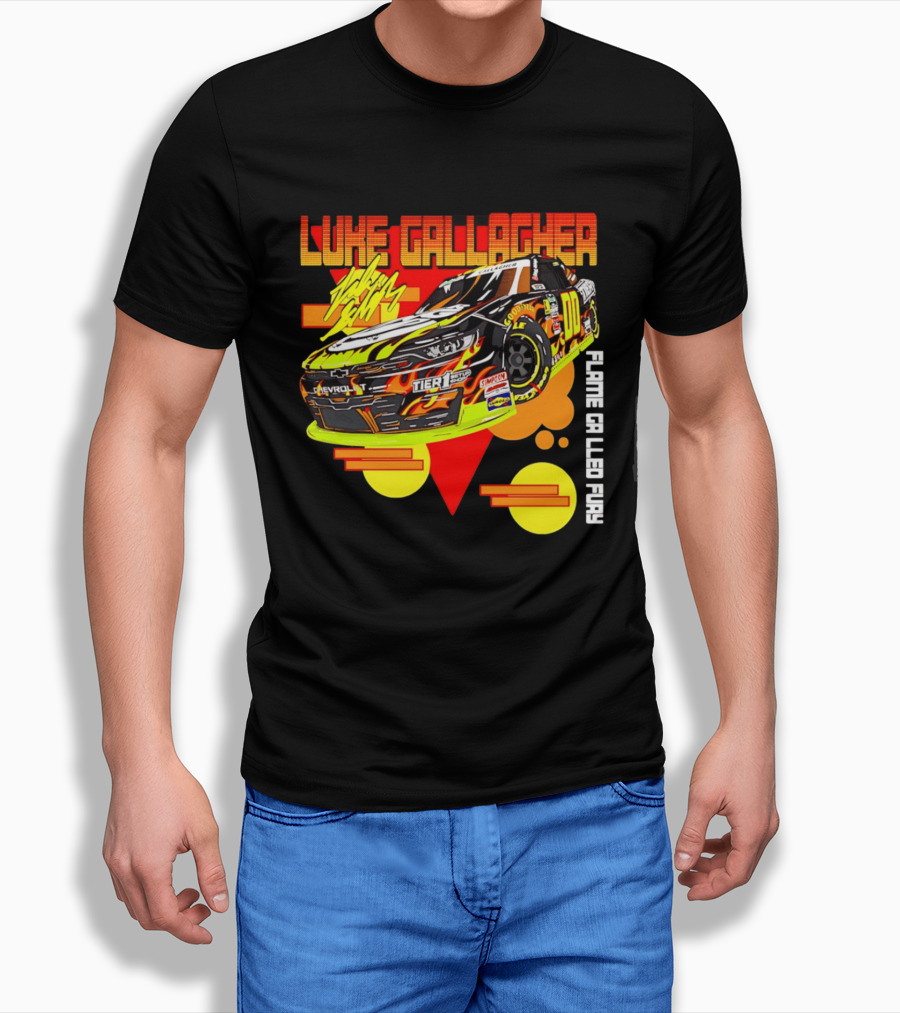 Luke Gallagher Flame Grilled Fury Tier 1 Racing 00 Car T-Shirt