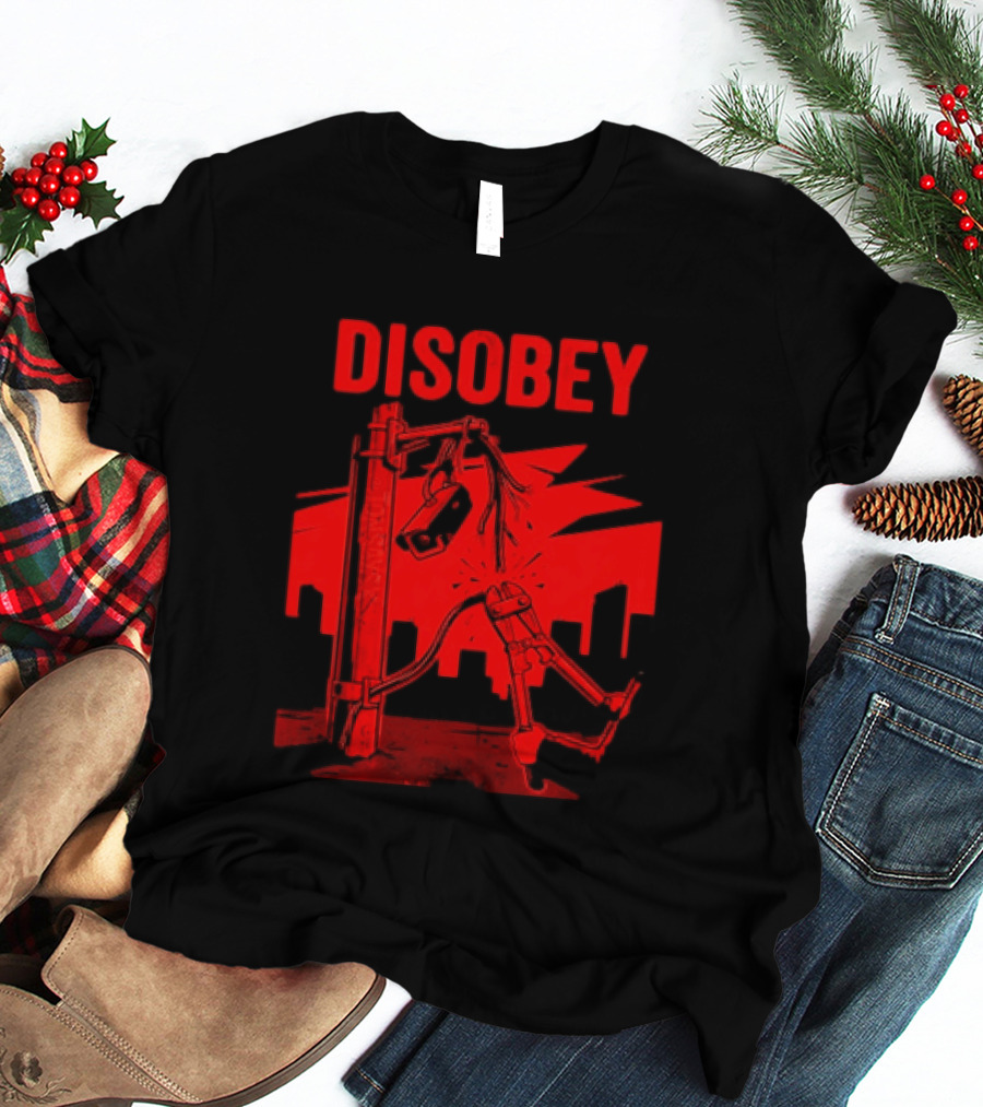 DISOBEY Surveillance Camera Wire Cutting Protest Stencil T-Shirt