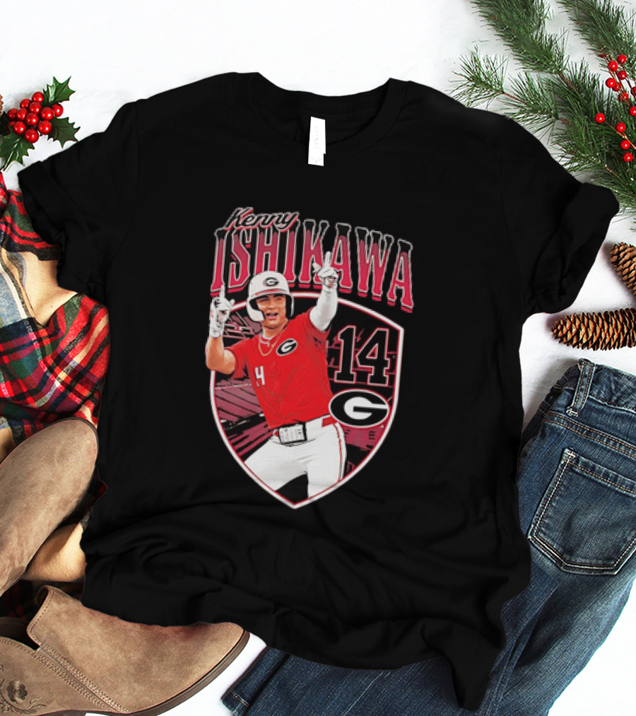 Kenny Ishikawa Georgia Bulldogs 14 Action Pose T-Shirt