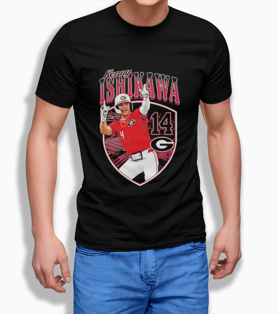 Kenny Ishikawa Georgia Bulldogs 14 Action Pose T-Shirt