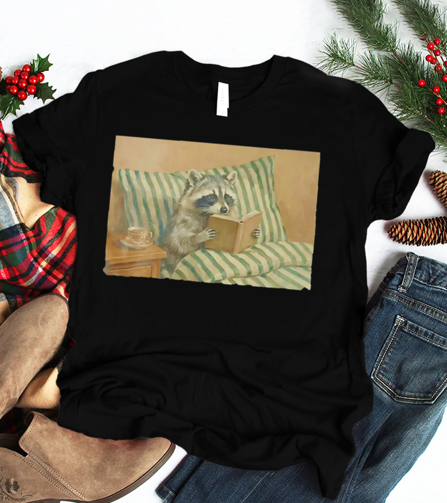 Probably Reading Trash Raccoon Bookworm Cozy T-Shirt