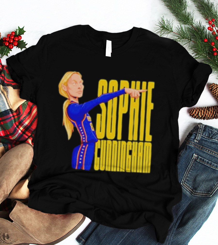 Sophie Cunningham Cartoon Indiana Fever Pointing T-Shirt