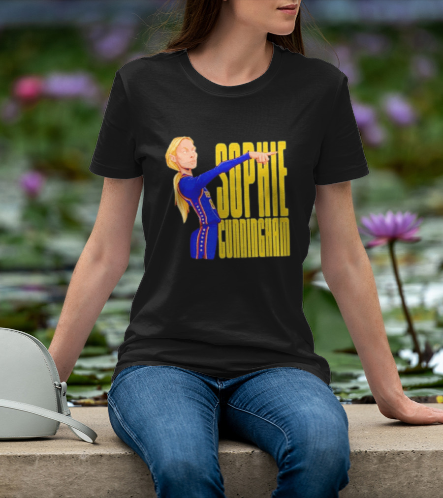 Sophie Cunningham Cartoon Indiana Fever Pointing T-Shirt