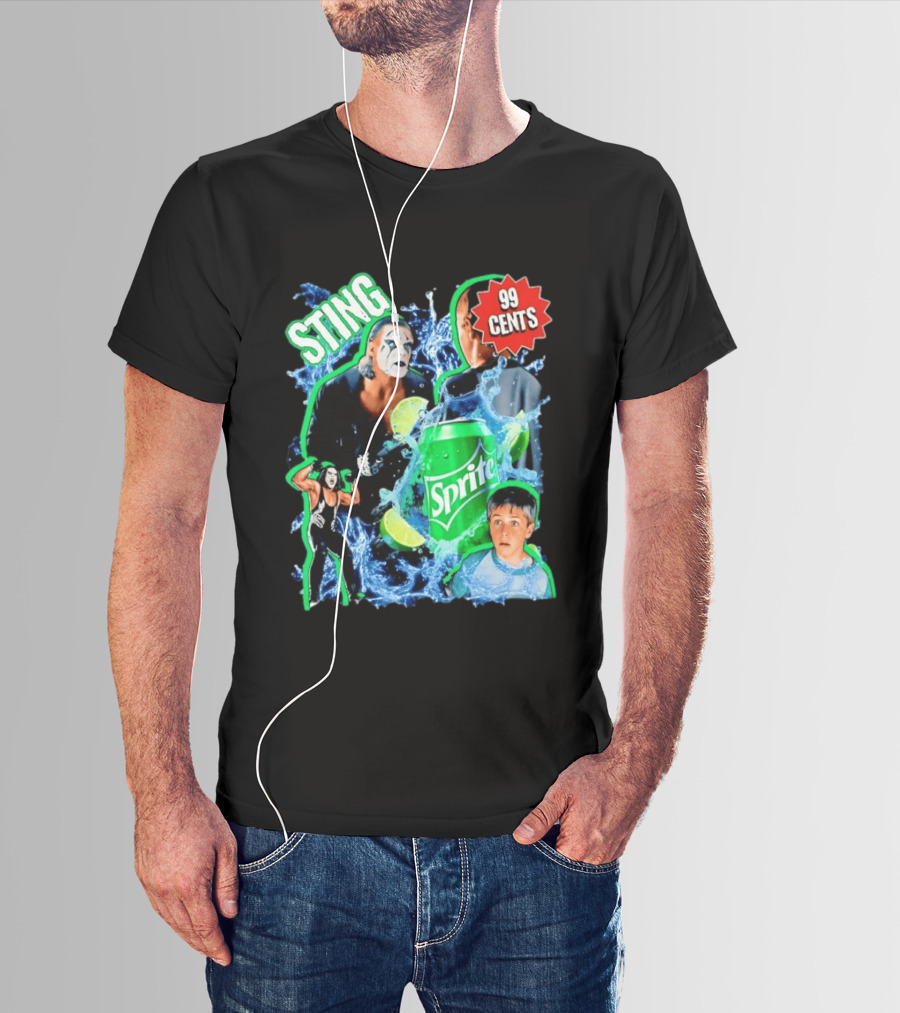Sting WCW Sprite 99 Cents Lime Water Splash Wrestling T-Shirt