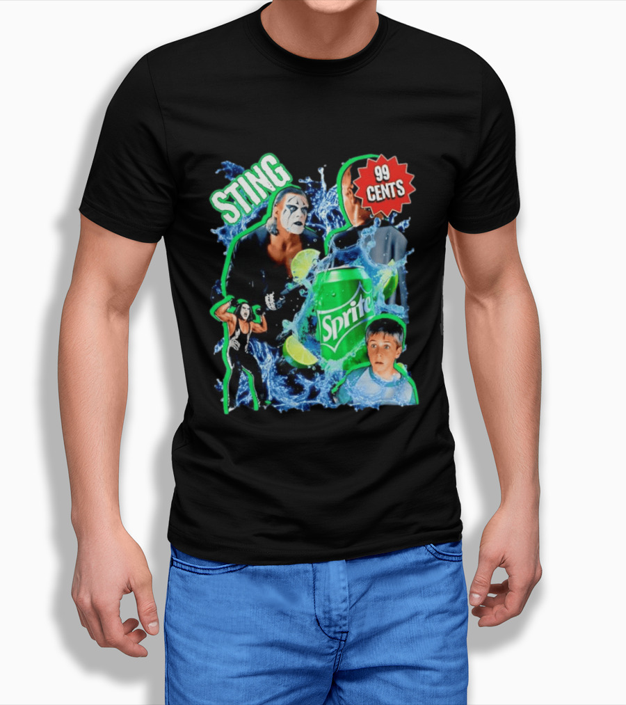Sting WCW Sprite 99 Cents Lime Water Splash Wrestling T-Shirt