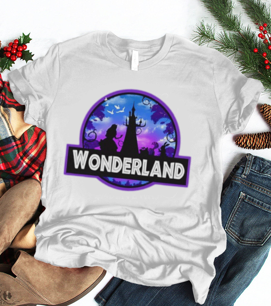 Alice Cheshire Cat White Rabbit Wonderland Disney Fantasy Adventure Movie T-Shirt