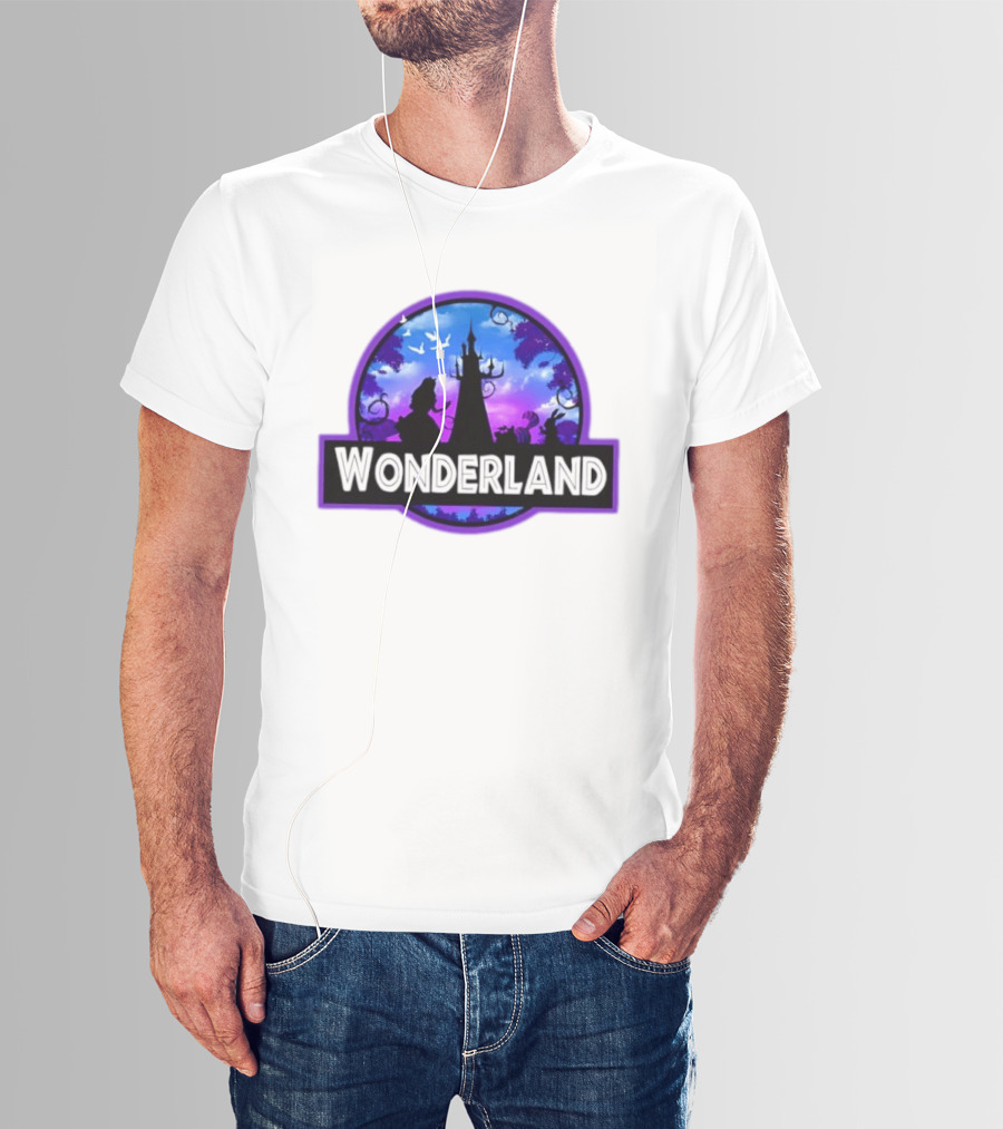 Alice Cheshire Cat White Rabbit Wonderland Disney Fantasy Adventure Movie T-Shirt