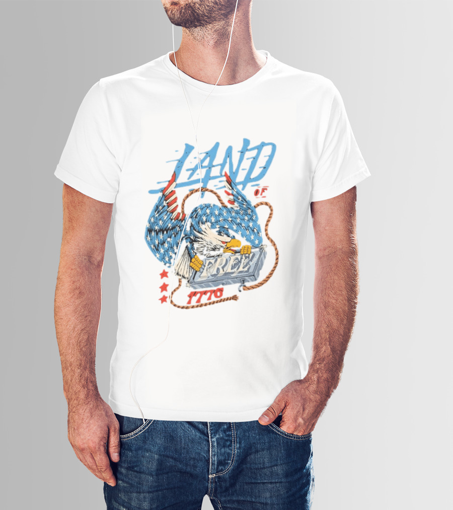 Land Of The Free 1776 Bald Eagle Patriotism T-Shirt