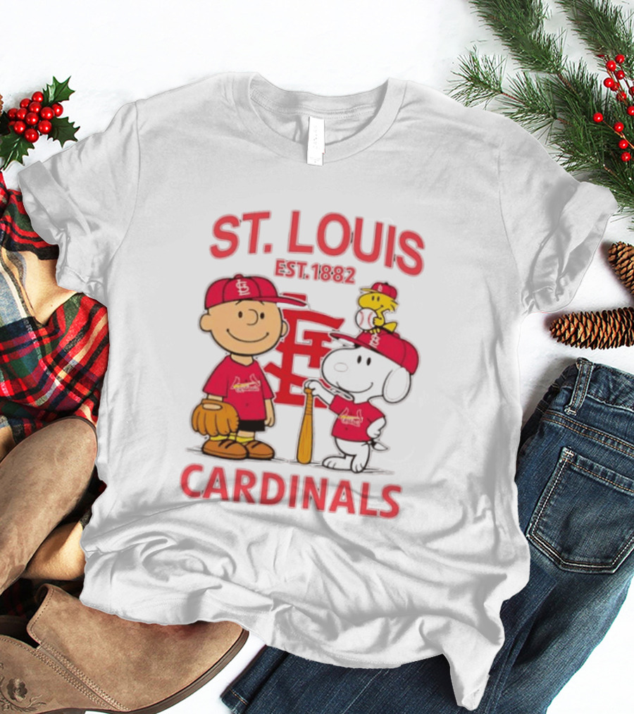 St. Louis Cardinals Est 1882 Charlie Brown Snoopy Woodstock MLB T-Shirt