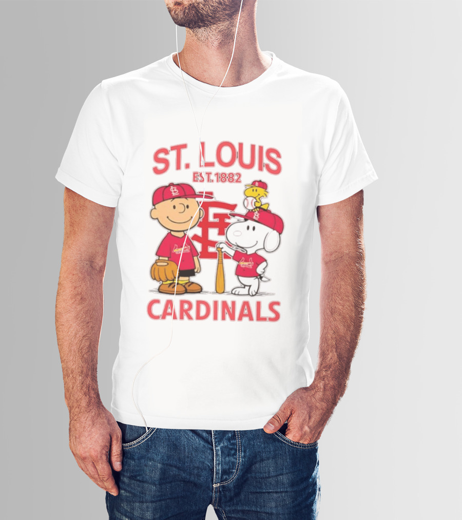 St. Louis Cardinals Est 1882 Charlie Brown Snoopy Woodstock MLB T-Shirt