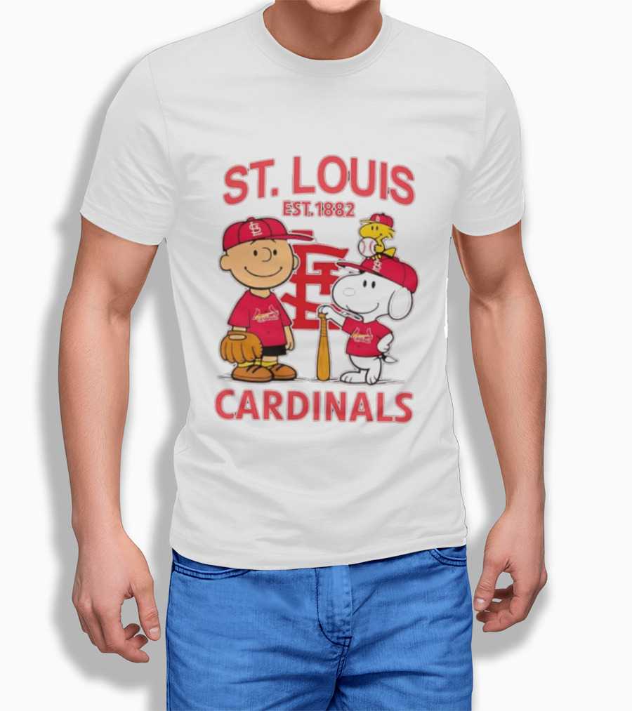St. Louis Cardinals Est 1882 Charlie Brown Snoopy Woodstock MLB T-Shirt