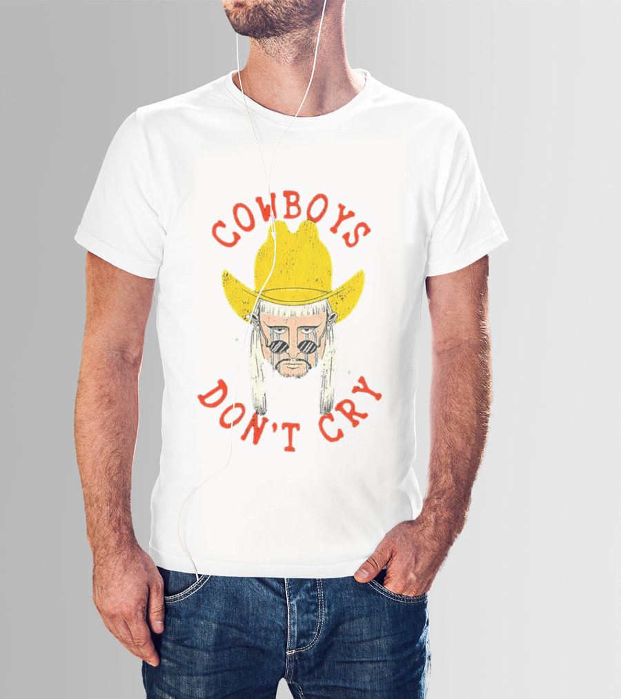 Cowboys Don't Cry Yellow Hat Sad Face T-Shirt