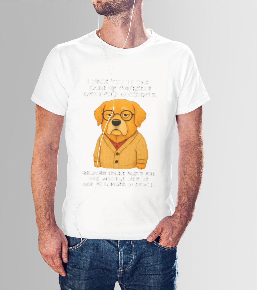 Elderly Golden Retriever Warns To Avoid Accidents Spare Parts For Old Models Not In Stock T-Shirt