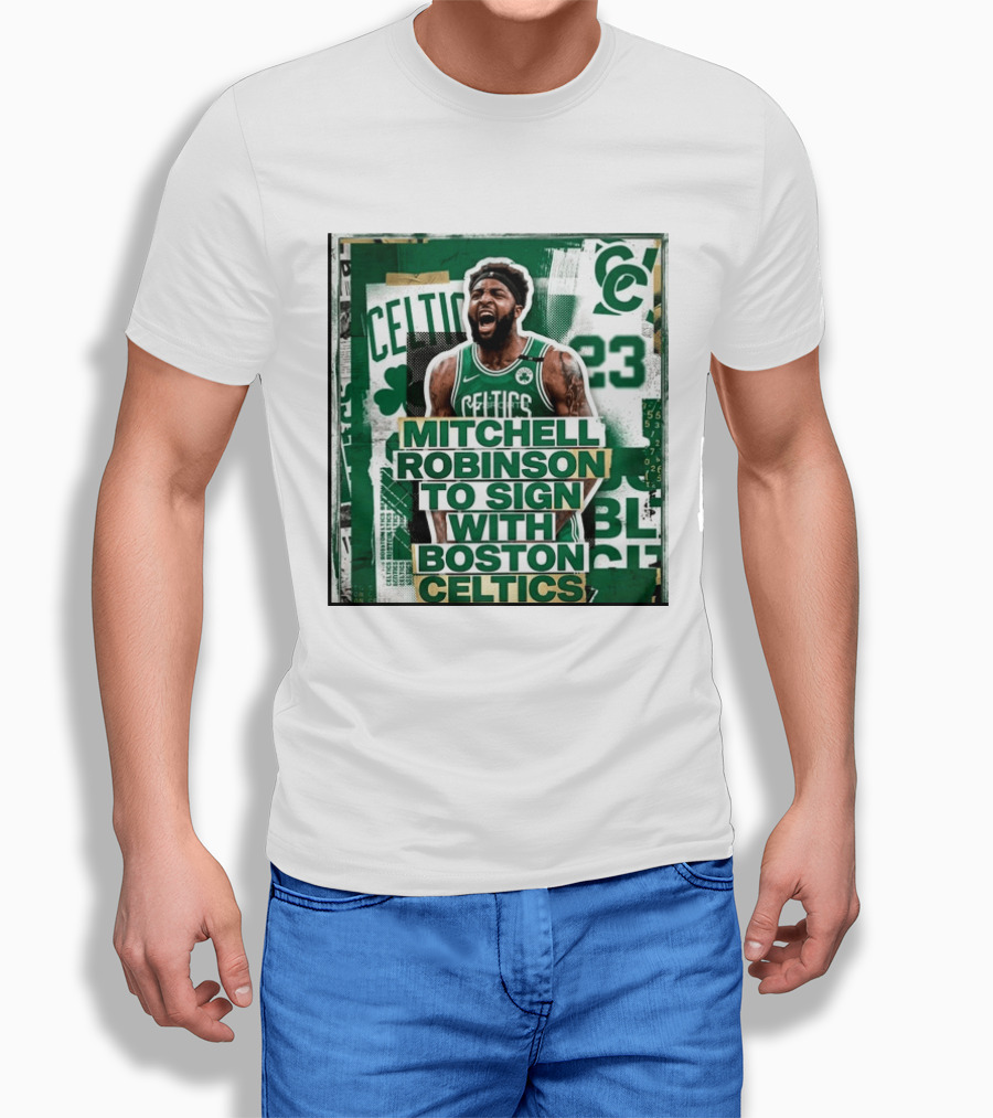 Mitchell Robinson Boston Celtics Signing Announcement Celtics Basketball Sports News T-Shirt