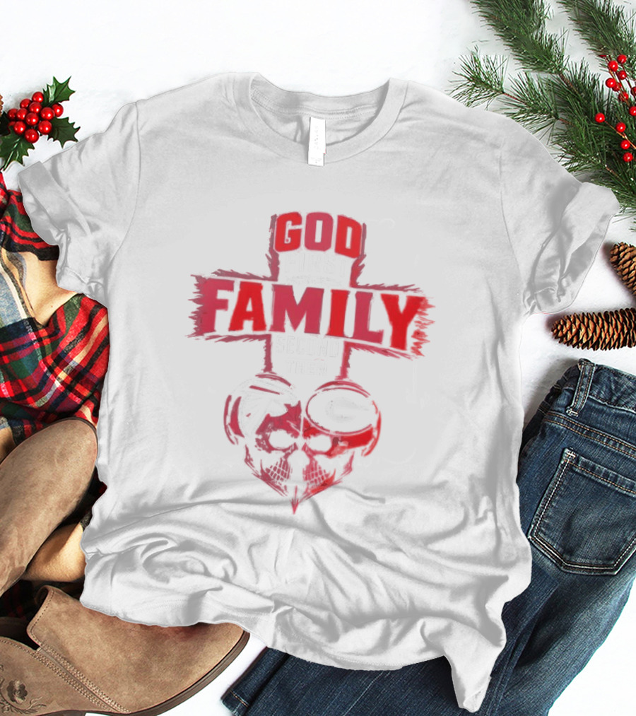 God First Family Second Then Atlanta Falcons Georgia Bulldogs Skull T-Shirt