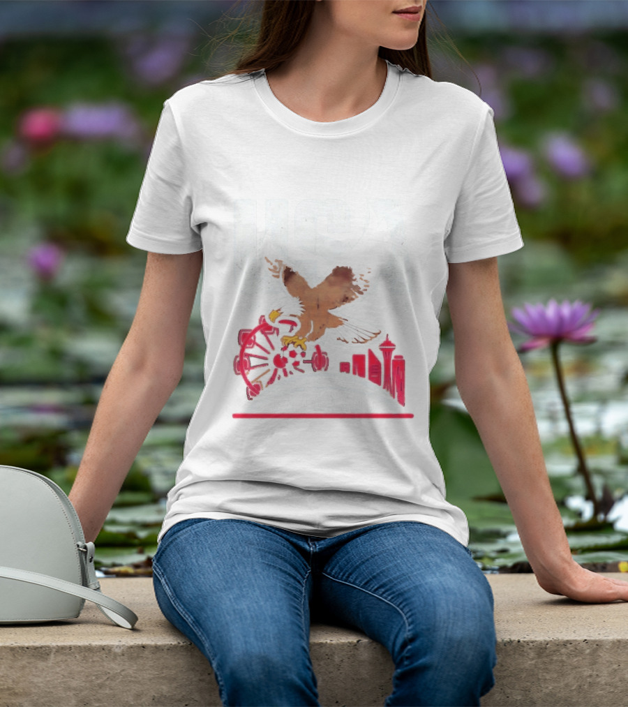 USA 2026 Eagle Space Needle Soccer Seattle Ferris Wheel T-Shirt