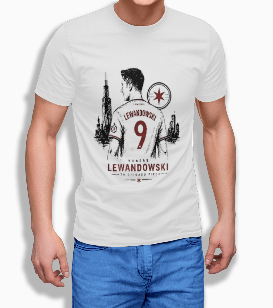Robert Lewandowski Number 9 Chicago Fire Soccer Transfer T-Shirt