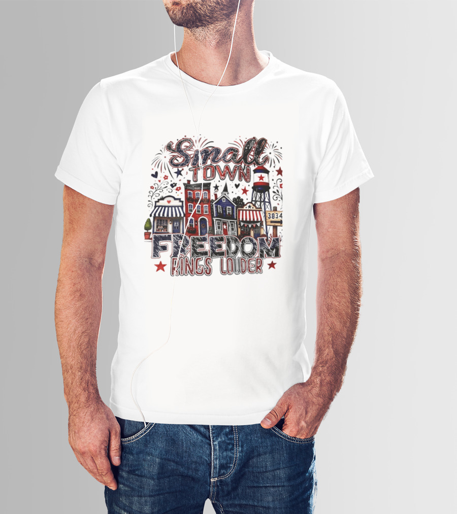 Patriotic Small Town Freedom Rings Louder Fourth Of July Distressed T-Shirt