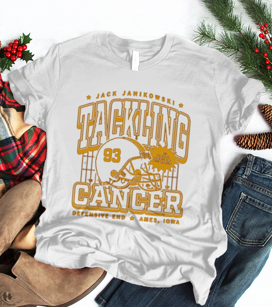 Jack Janikowski Tackling Cancer Defensive End 93 Ames Iowa Schmidt Foundation T-Shirt