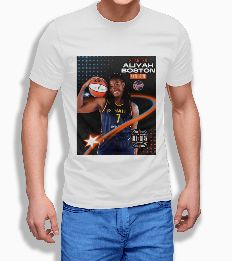 Starter Aliyah Boston 4x All Star Ind State Fever AT&T WNBA All Star 2026 Chicago T-Shirt