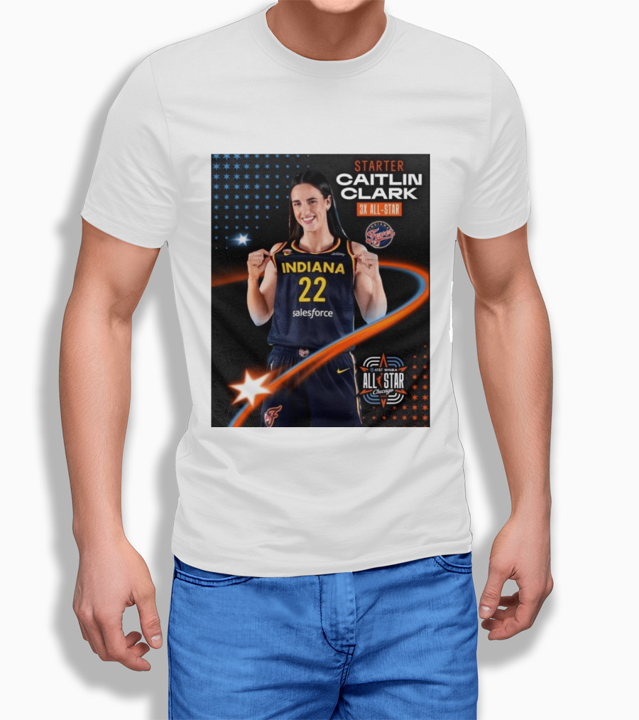 Starter Caitlin Clark Indiana 3X All Star Fever AT&T WNBA All Star Chicago T-Shirt