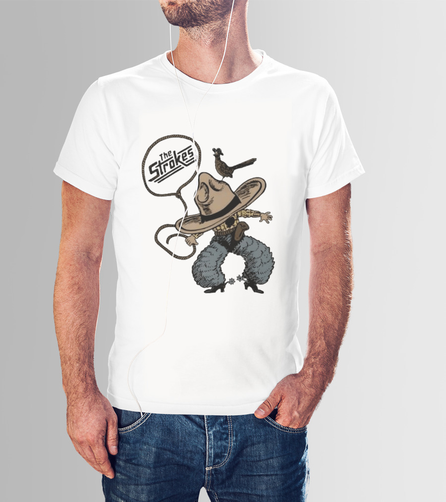 The Strokes Cowboy Roadrunner Western Lasso Band Music T-Shirt