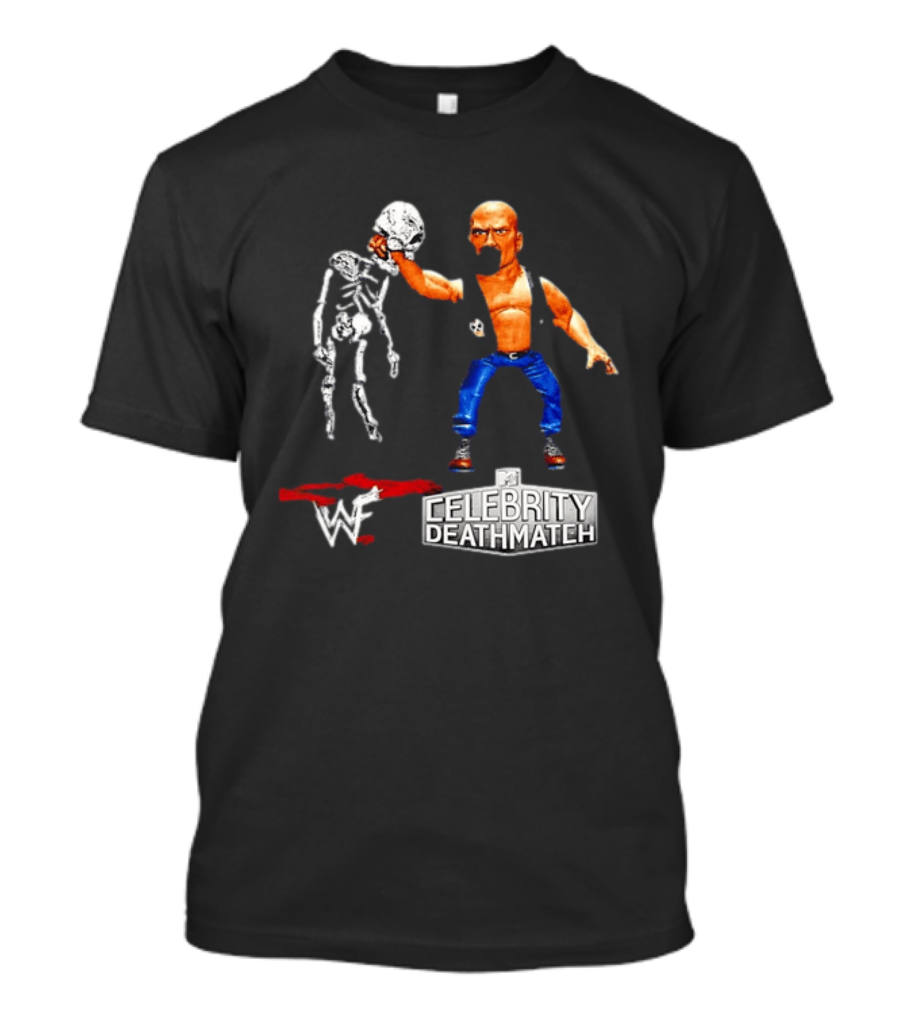 Stone Cold Steve Austin Holding Skeleton WWF MTV Celebrity Deathmatch T-Shirt