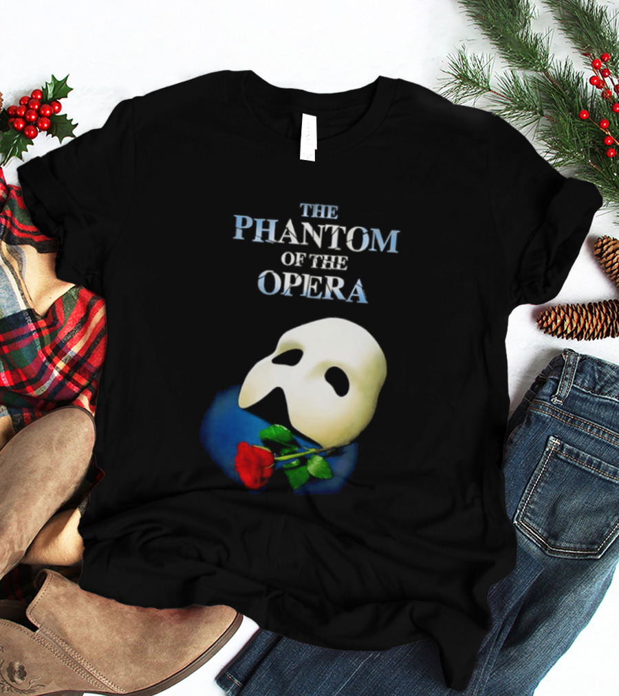 The Phantom Of The Opera Mask With Red Rose T-Shirt