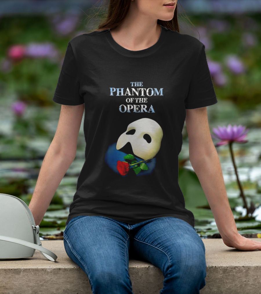 The Phantom Of The Opera Mask With Red Rose T-Shirt