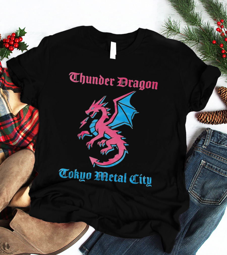 Thunder Dragon Tokyo Metal City Fantasy Dragon Winged Creature T-Shirt