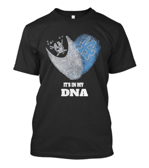 Los Angeles Raiders Dodgers Fingerprint Heart It's In My DNA T-Shirt