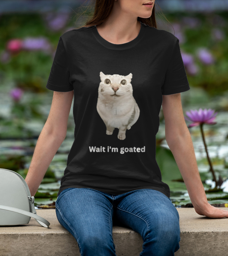 Wait I'm Goated Chubby Cat Meme Internet Humor T-Shirt