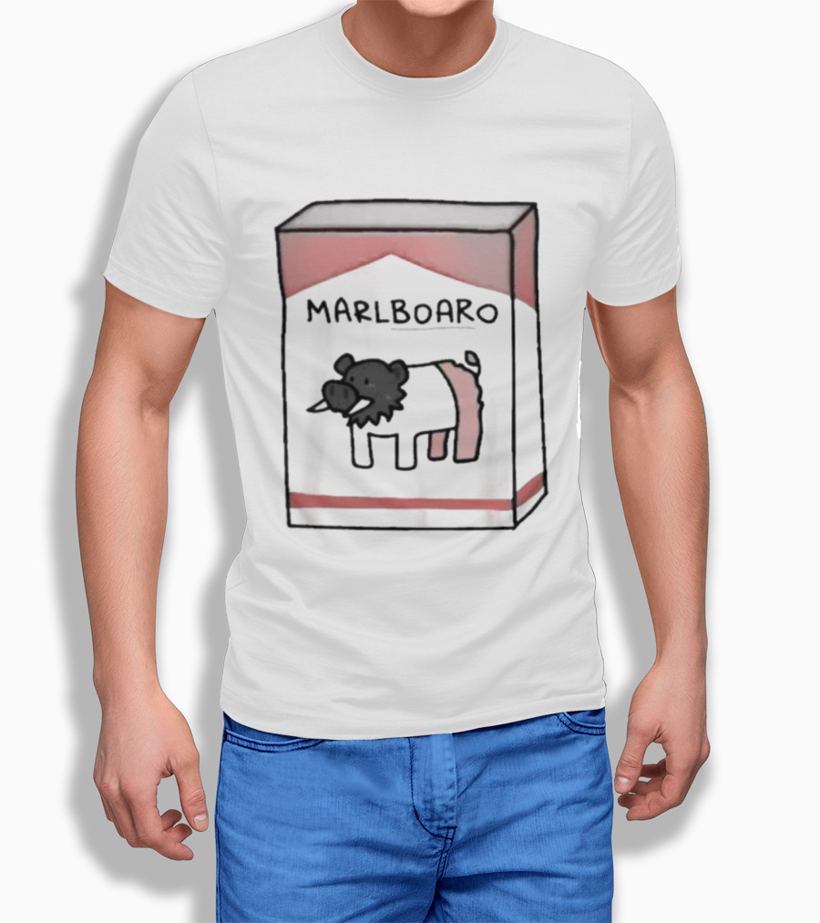 Marlboaro Boar Pig Pack Cigarette Cartoon T-Shirt