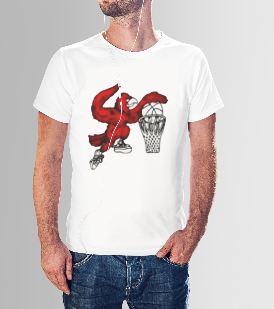 Red Cardinal Bird Dunking Basketball T-Shirt