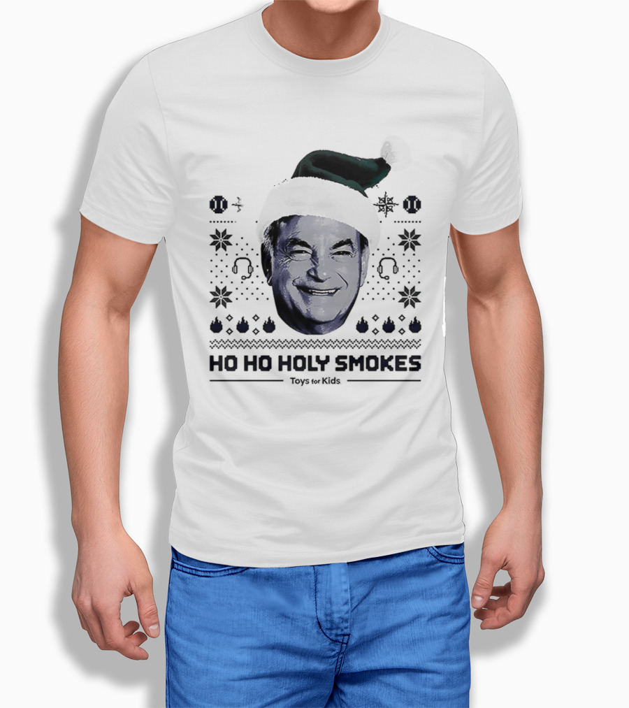 Rick Rizzs Ho Ho Holy Smokes Santa Hat Mariners Rizzsmas In July T-Shirt