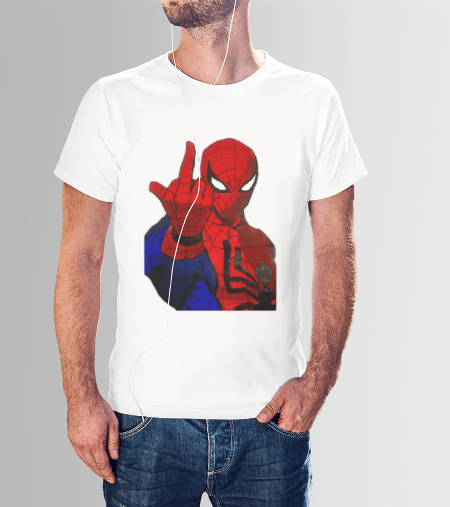 Spider Man Middle Finger Gesture Iconic Superhero Attitude T-Shirt