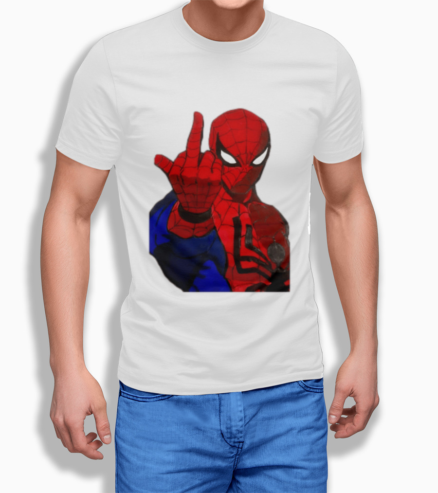 Spider Man Middle Finger Gesture Iconic Superhero Attitude T-Shirt