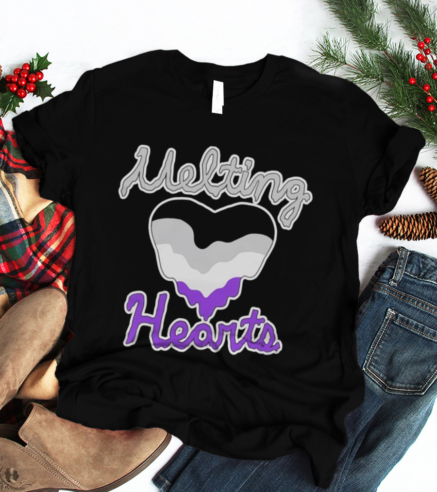 Melting Hearts Asexual Flag Colors Pride T-Shirt