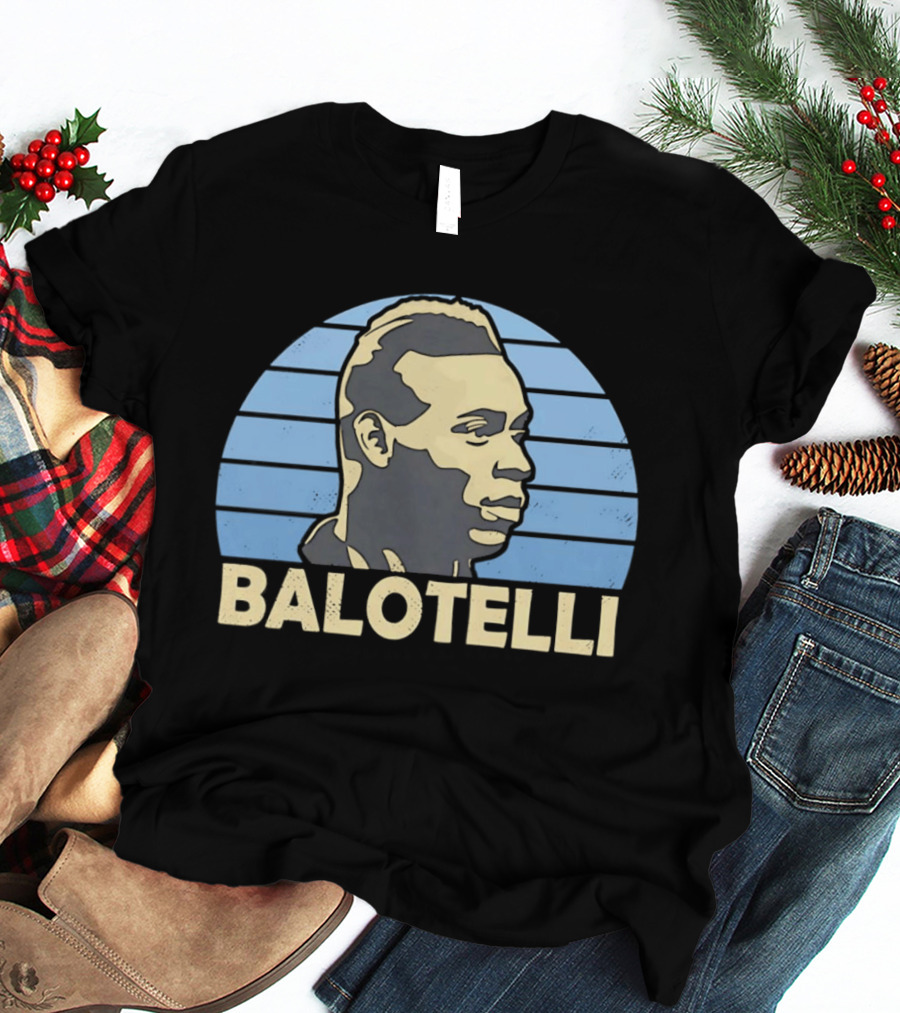 Balotelli Retro Style Italian Footballer Profile T-Shirt