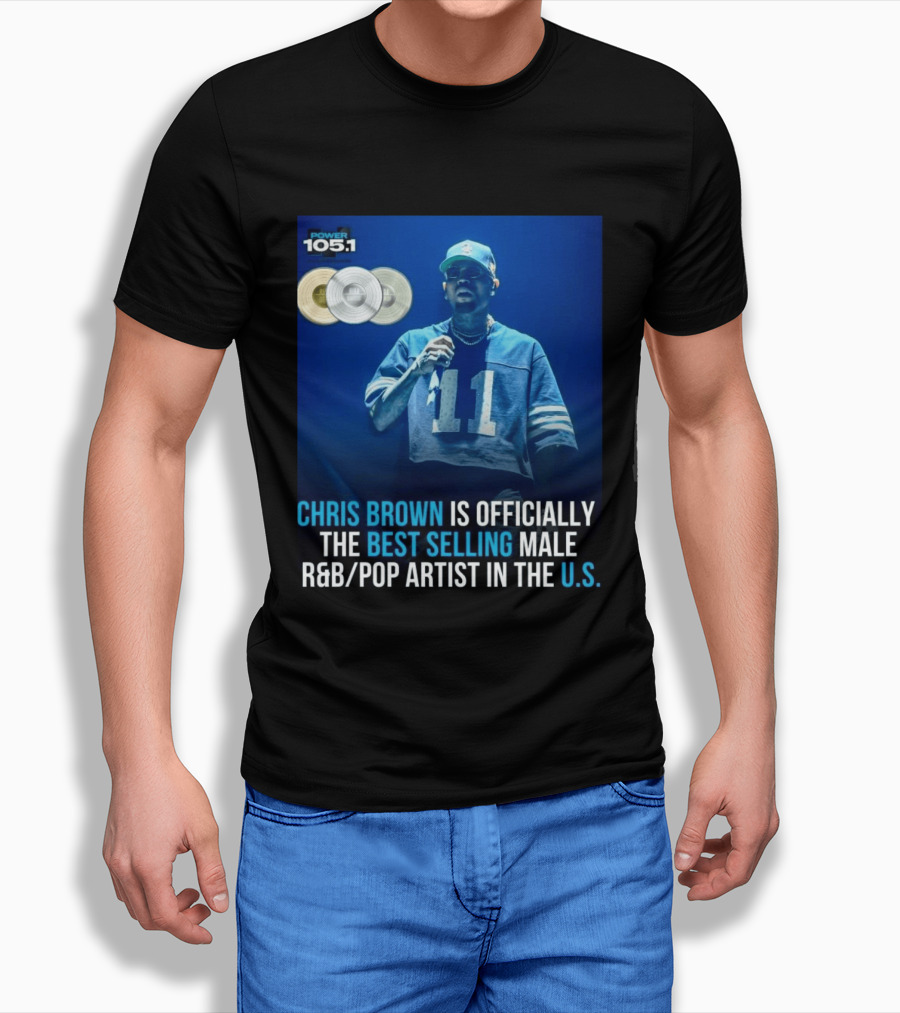 Chris Brown Is Officially The Best Selling Male R&B/Pop Artist In The U.S. Power 105.1 T-Shirt